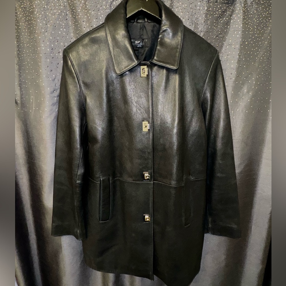 Alfani genuine leather coat